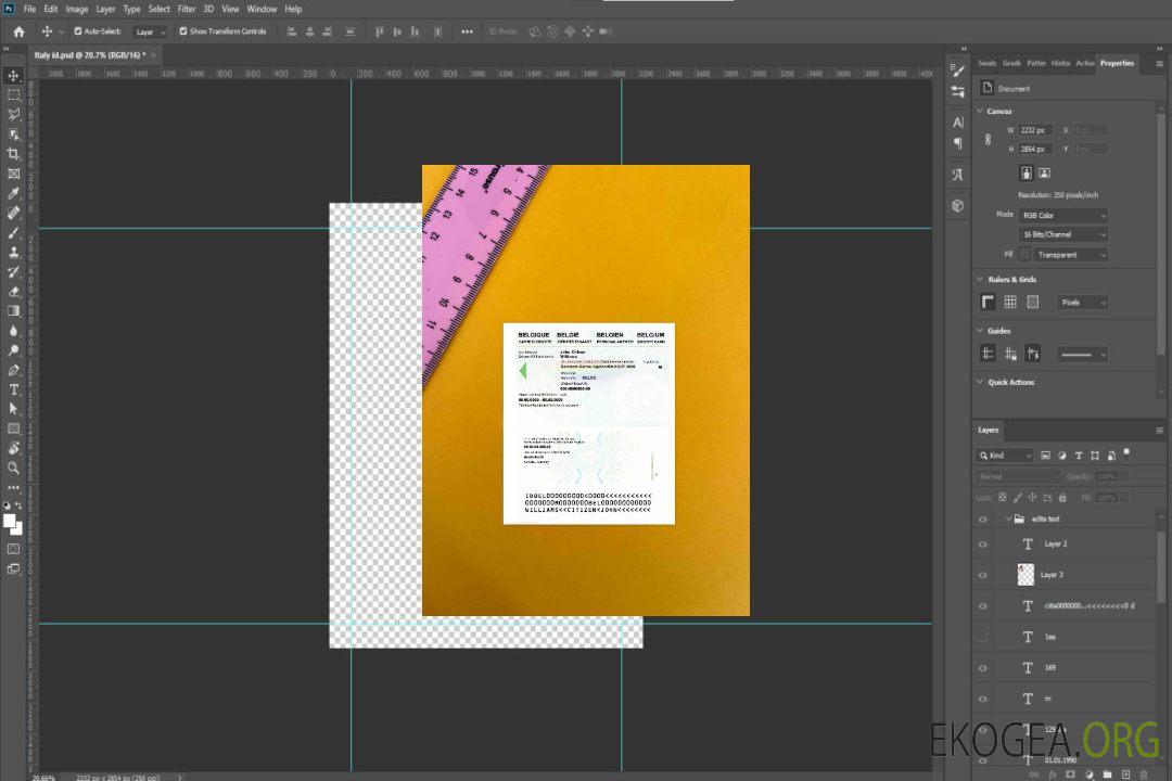Photolook de la carte d'identité belge template Photolook de la carte d'identité belge template